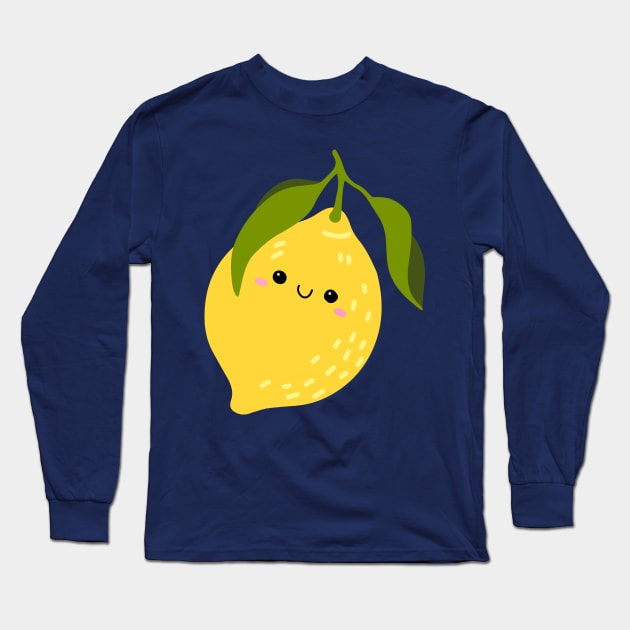 Cute Smiley Lemon Long Sleeve T-Shirt by medimidoodles